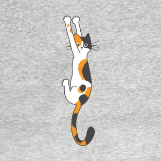 Calico Cat Hanging On T-Shirt